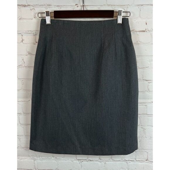 ANN TJIAN for KENAR gray wool lined twill straight pencil size 10 - Picture 1 of 8